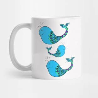 Blue Floral Fish Mug